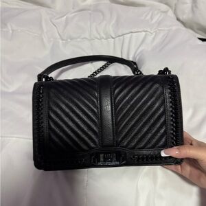 Rebecca Minkoff Black Quilted Crossbody Bag with Chain Strap